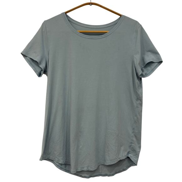 Lululemon Love Tee II Curved Hem Crewneck Powder Blue Size 8 Short Sleeve FLAWED - Picture 1 of 6